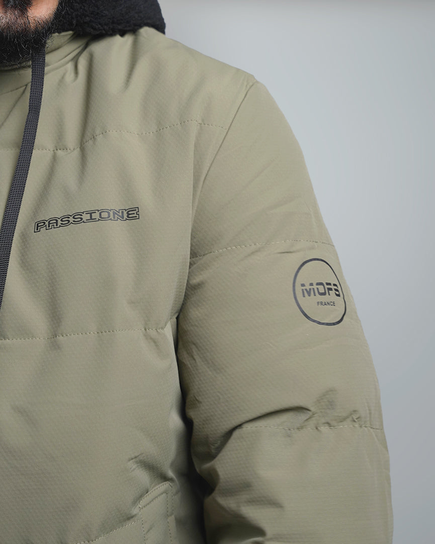 Men's Hooded Puffer Jacket with Fleece Lining