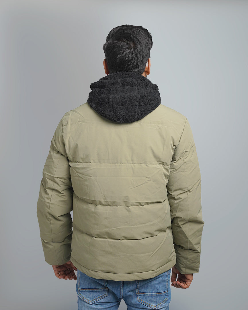 Men's Hooded Puffer Jacket with Fleece Lining