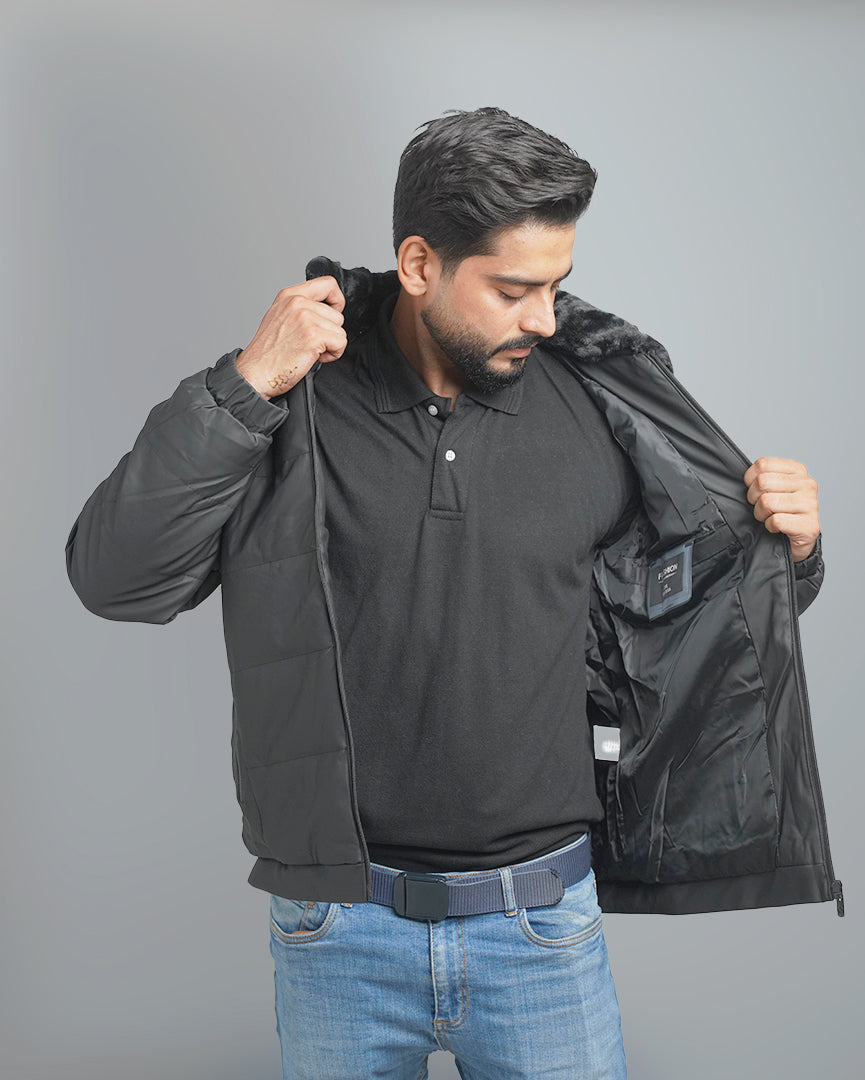 Men's Classic Puffer Jacket with Plush Fur Collar