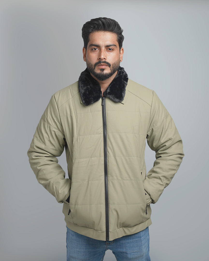 Men's Classic Puffer Jacket with Plush Fur Collar