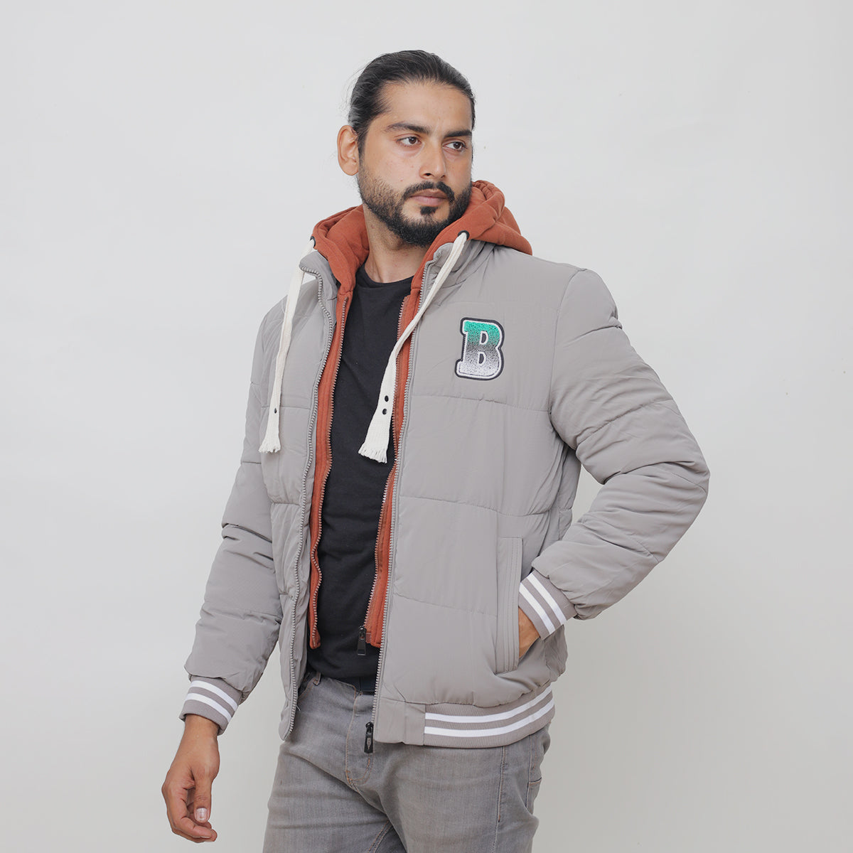 Go-Ahead Embriodered Logo Imported Puffer Jacket