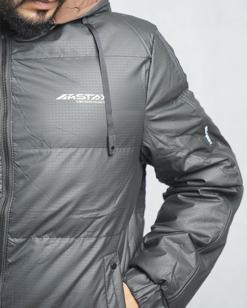 Men's Lightweight Hooded Puffer Jacket with Contrast Lining