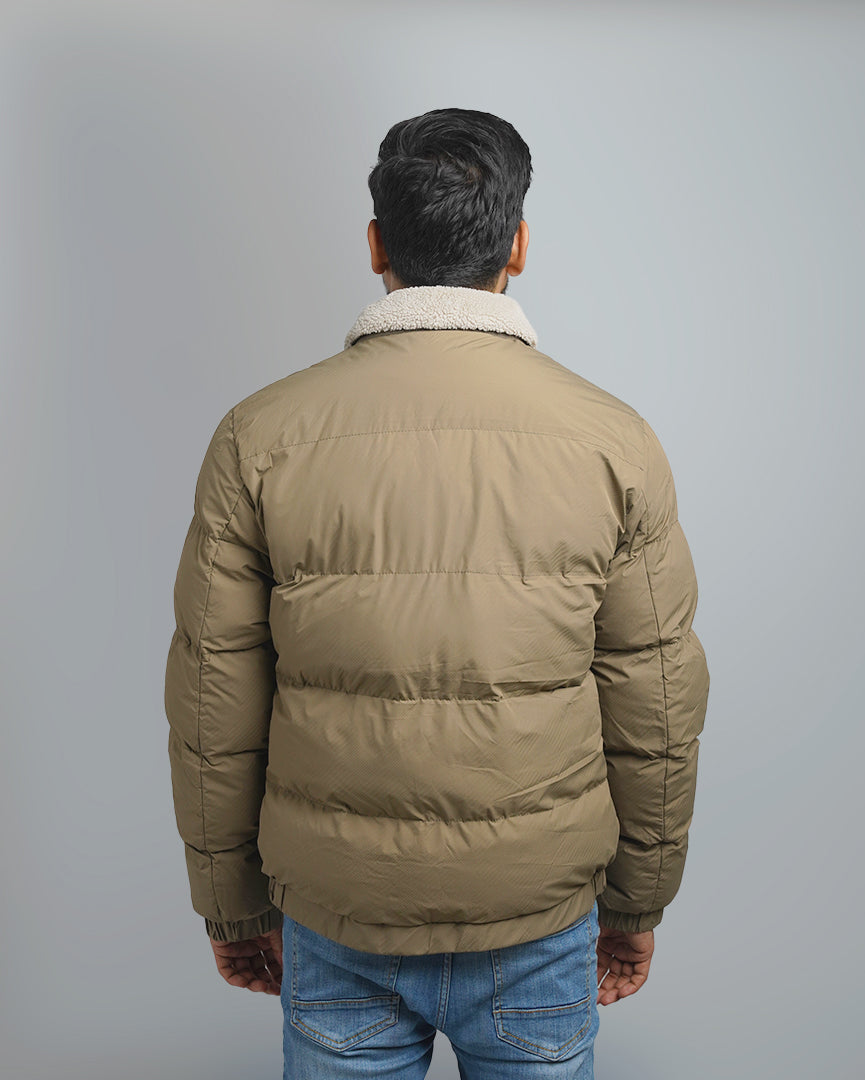 Men's Puffer Bomber Jacket with Sherpa Collar