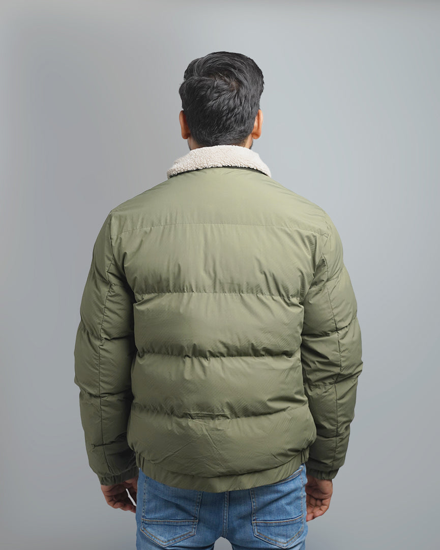Men's Puffer Bomber Jacket with Sherpa Collar
