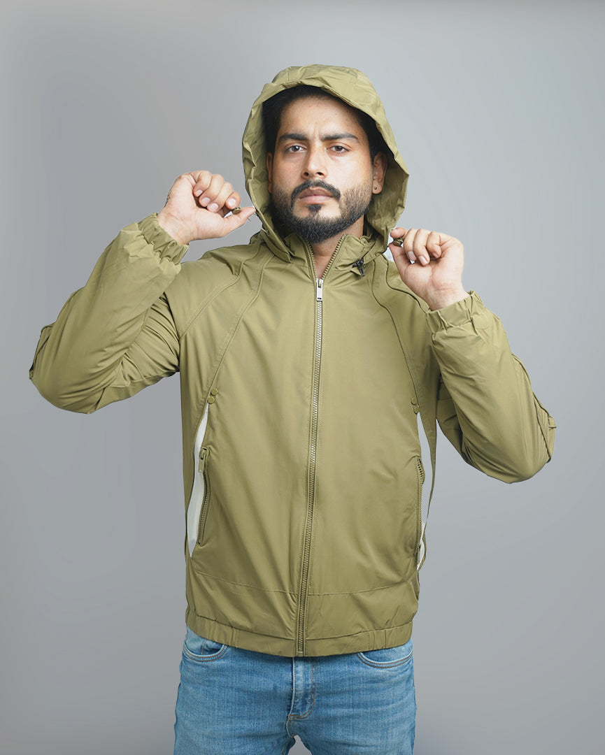 Men's Stylish Hooded Windbreaker Jacket - Lightweight & Water Resistant