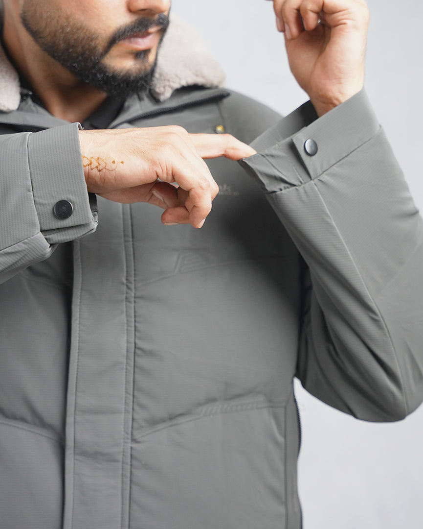 Men's Puffer Jacket with Faux Fur Collar - Insulated Winter Coat