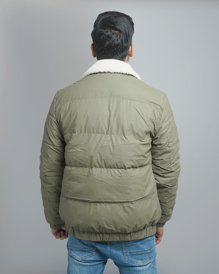 Men's Puffer Bomber Jacket with Sherpa Collar