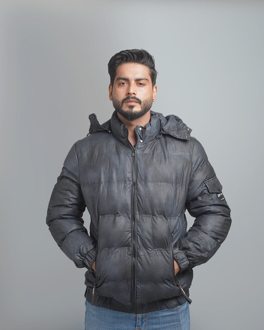 Men's Insulated Puffer Jacket with Hood - Quilted Winter Bomber