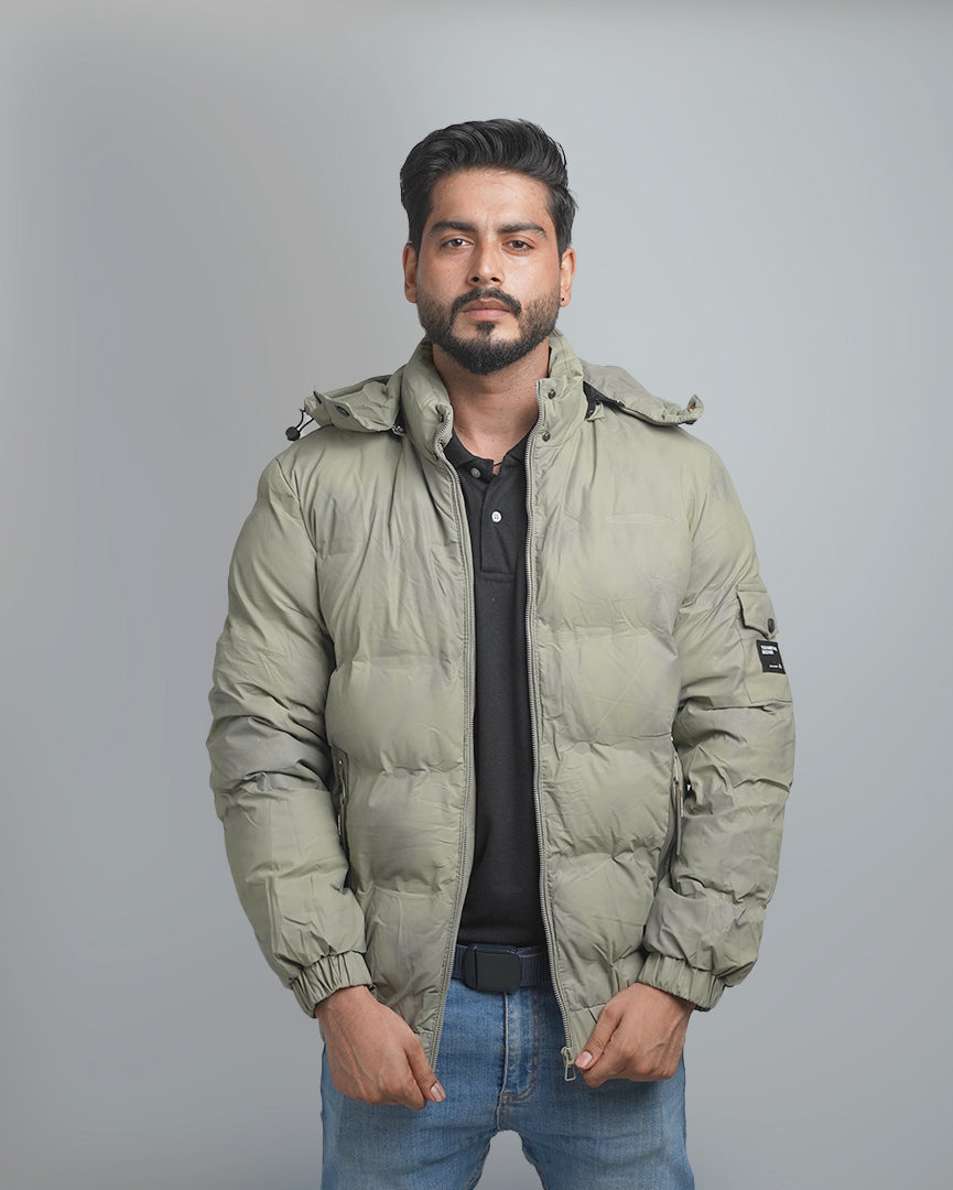 Men's Insulated Puffer Jacket with Hood - Quilted Winter Bomber