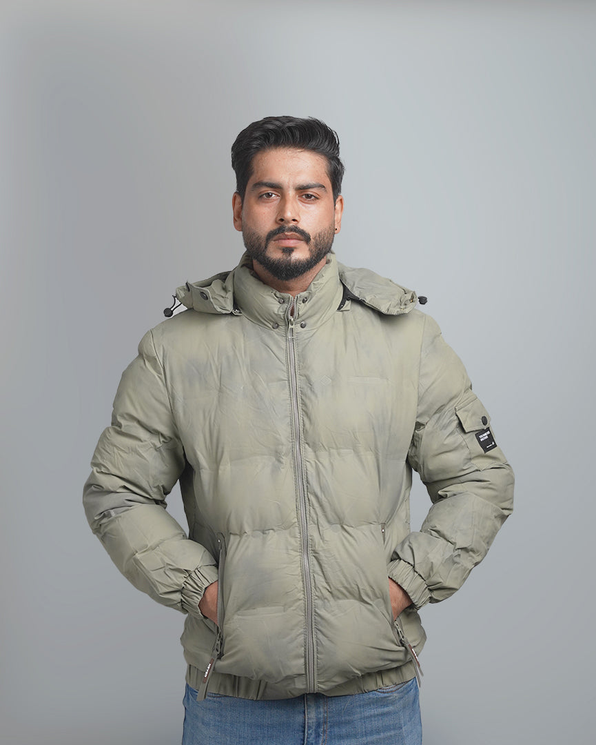 Men's Insulated Puffer Jacket with Hood - Quilted Winter Bomber