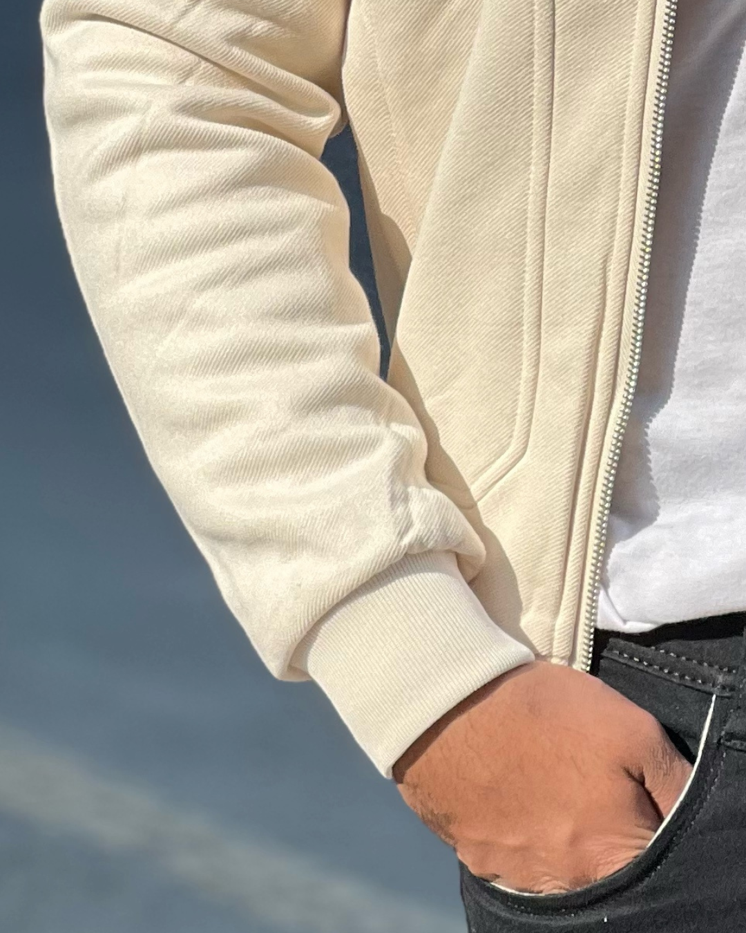 Men's Suede Bomber Jacket with Warm Sherpa Lining