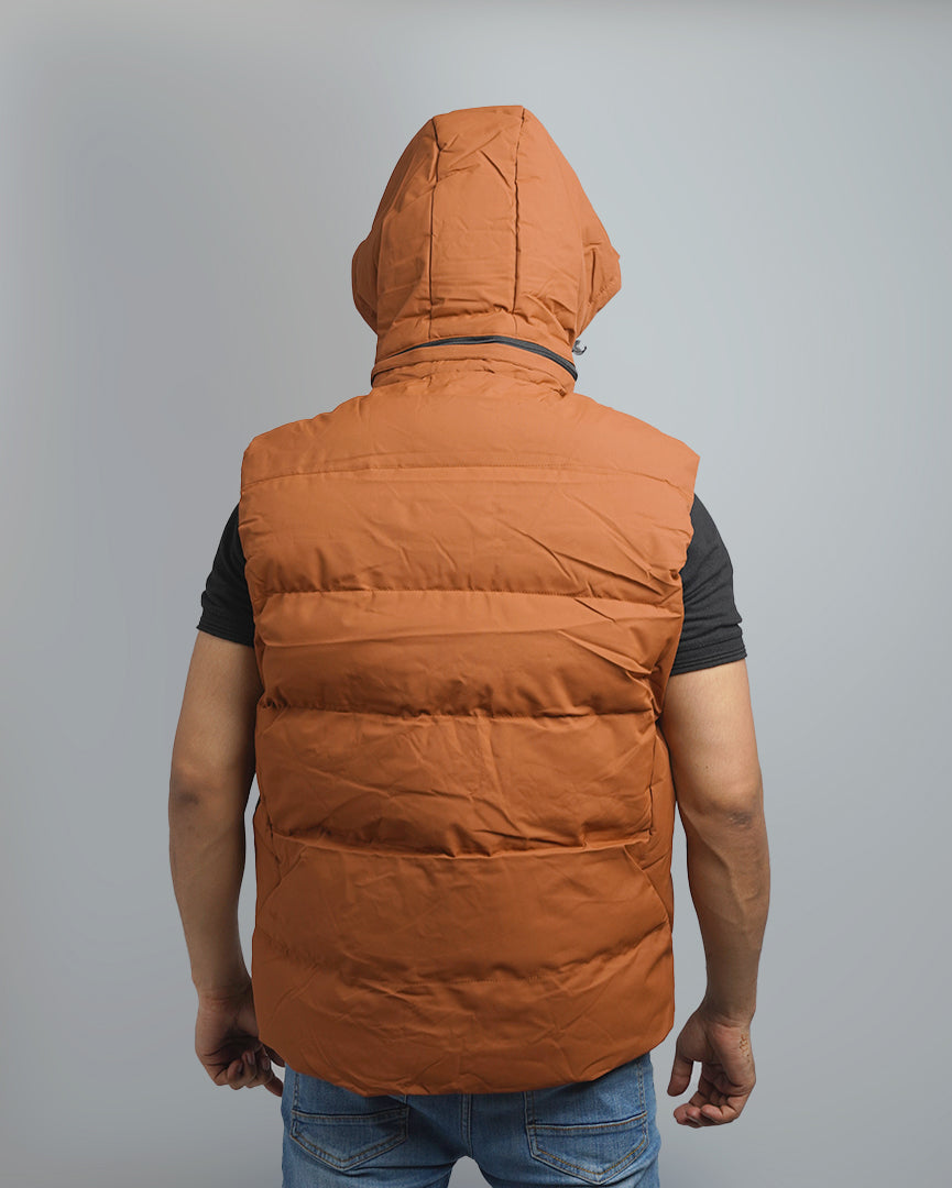 Men's Insulated Puffer Vest with Hood - Athletic Quilted Sleeveless Outerwear