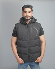 Men's Insulated Puffer Vest with Hood - Athletic Quilted Sleeveless Outerwear