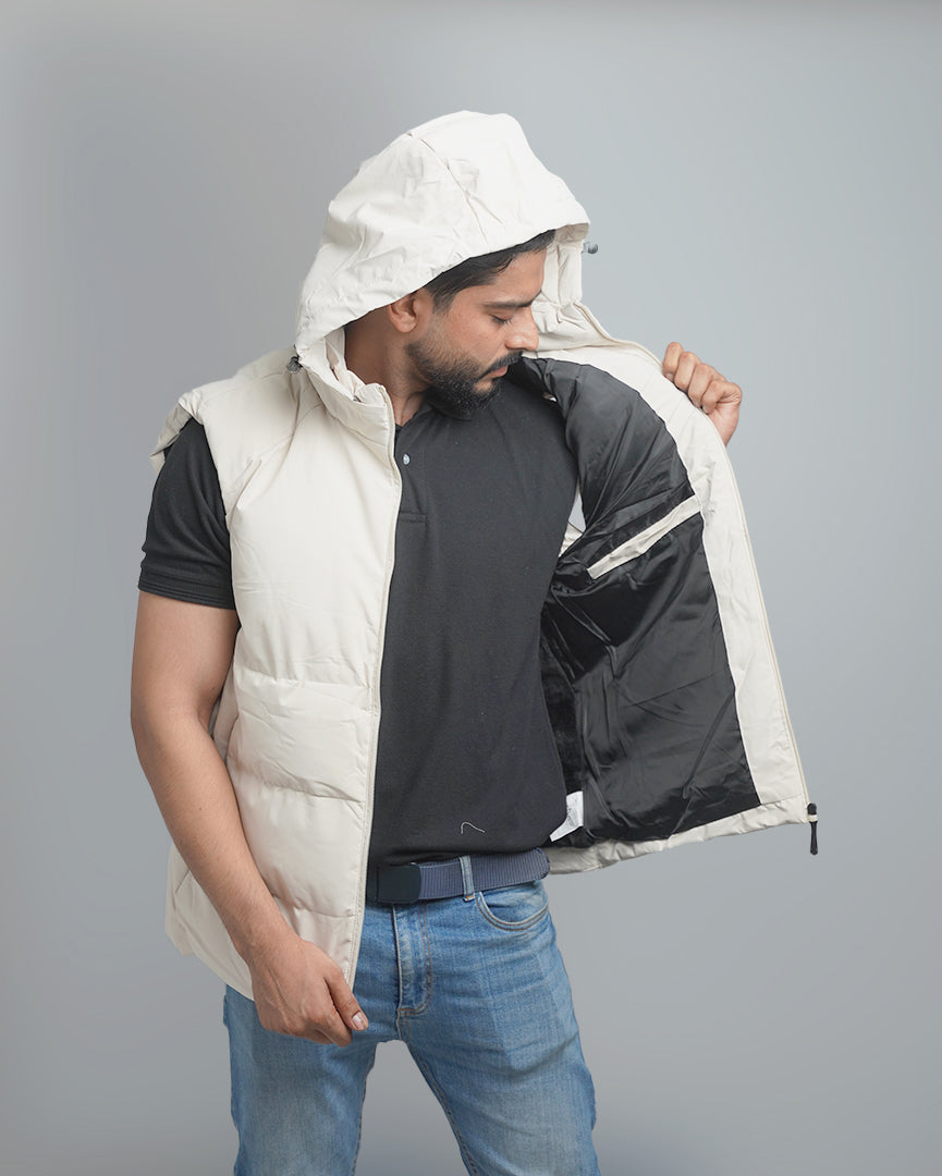 Men's Insulated Puffer Vest with Hood - Athletic Quilted Sleeveless Outerwear