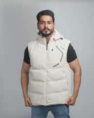 Men's Insulated Puffer Vest with Hood - Athletic Quilted Sleeveless Outerwear