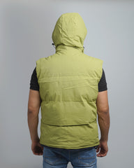 Men's Reversible Insulated Puffer Vest with Hood - Dual-Sided Sleeveless Outerwear
