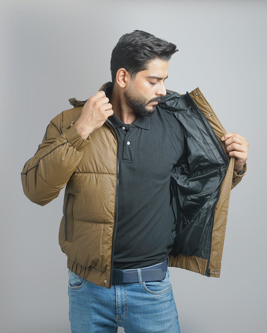 Men's Hooded Puffer Jacket - Warm, Lightweight Padded & Water-Resistant Coat