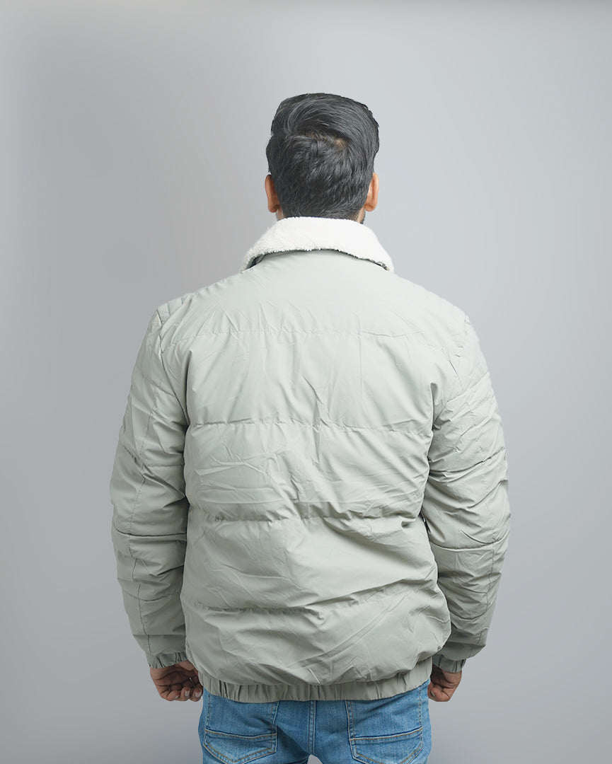 Men's Quilted Puffer Jacket with Sherpa Collar