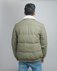 Men's Quilted Puffer Jacket with Sherpa Collar