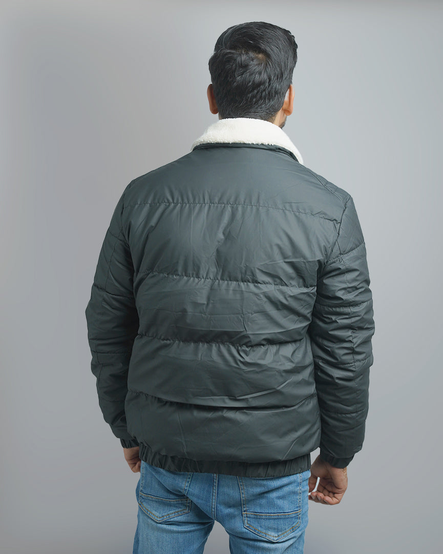 Men's Puffer Bomber Jacket with Sherpa Collar