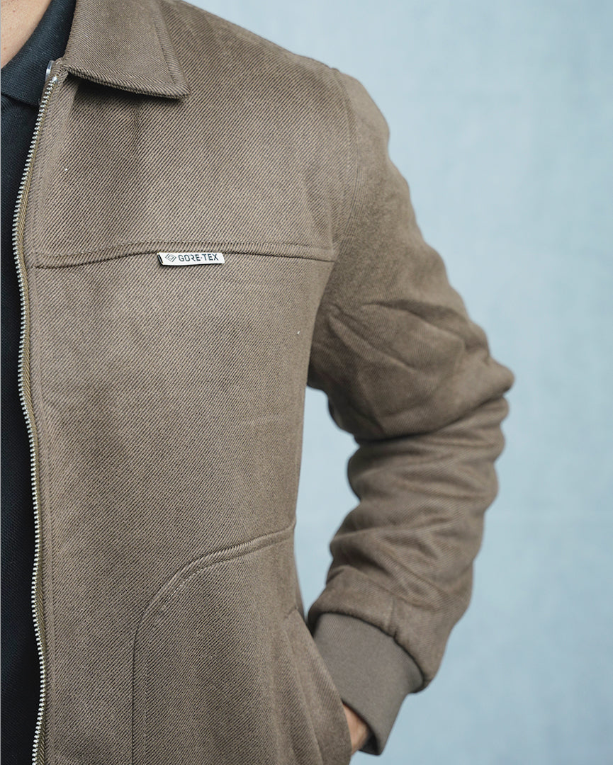 Men's Suede Bomber Jacket with Warm Sherpa Lining