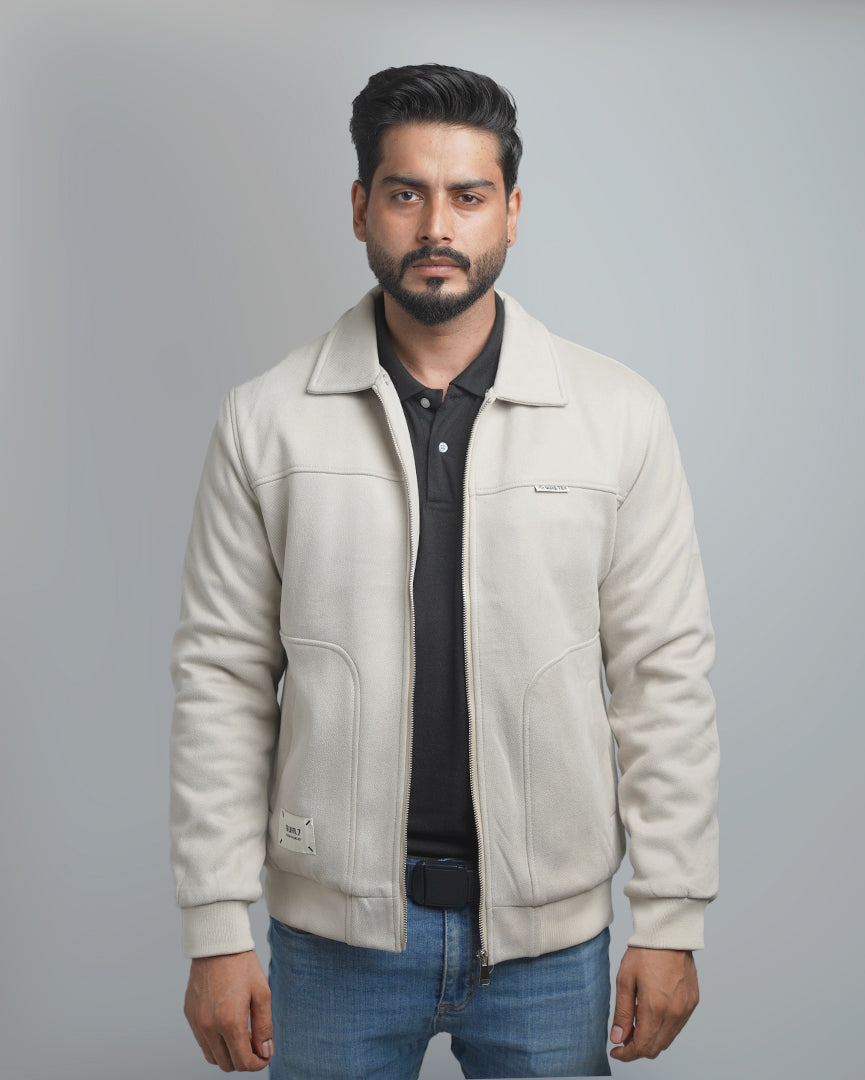 Men's Suede Bomber Jacket with Warm Sherpa Lining